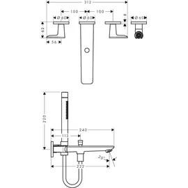 Hansgrohe Axor Citterio C 3-Loch Wannenarmatur Polished Black Chrome