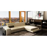 JV Möbel Ecksofa USB Polster Wohnlandschaft Sitz Eck Garnitur Leder Textil Geroda