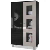Vladon Vitrine, Sand, 71x129x35 cm, Wohnzimmer, Wohnwände, Vitrinenschränke
