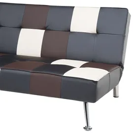 Beliani Schlafcouch Kunstleder 3-Sitzer Schwarz