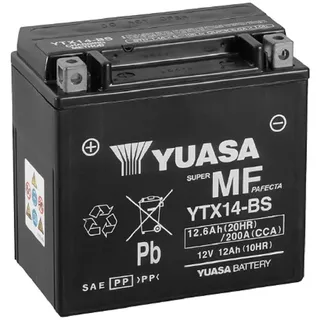 Motorradbatterie Yuasa YTX14-BS - Wartungsfrei - 12 V 12 Ah - Maße: 150 x 87 x 147 mm kompatibel mit Kawasaki ZZR 1100 1993/1999