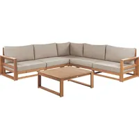 Beliani Lounge Set Hellbraun es Akazienholz Auflagen Taupe 5-Sitzer