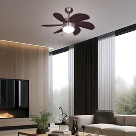 ETC Shop Deckenventilator 75 cm Zugschalter Braun