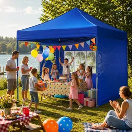 Relaxdays Pavillon-Seitenteile 2 Stück 2,90 x 1,90 x 0,50 m Blau