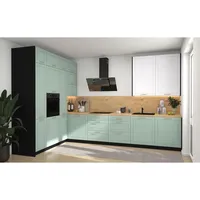 Feldmann-Wohnen L-Form, Grün, Metall, L-Form, 347x243x202 cm, Küchen, Küchenzeilen & Küchenblöcke, Küchenzeilen ohne Geräte