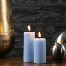 Deluxe Homeart Mia Stumpenkerze 10 cm 5 cm hellblau