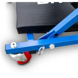 BITUXX Werkstatthocker Stahl/Vinyl blau/rot mit 6 Universalrädern