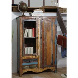 Massivmoebel24 Vitrine Altholz 95 x 42 x 140 cm Mehrfarbig