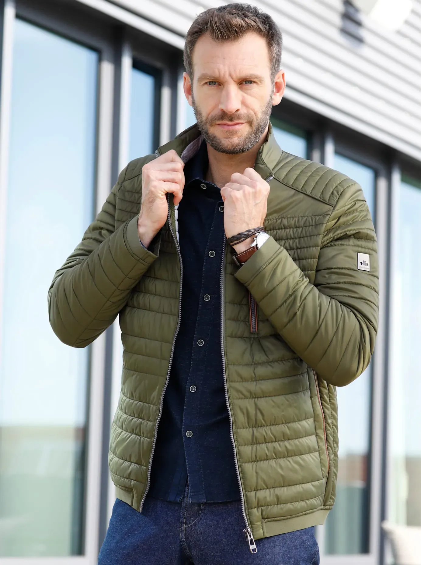Steppjacke NEW CANADIAN, Herren, Gr. 54, grün (oliv), 100% Polyester, unifarben, Jacken Steppjacke