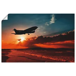 Artland Poster »Startendes Linienflugzeug am Abendhimmel«, Flugzeuge & Helikopter, (1 St.), als Alubild, Leinwandbild, Wandaufkleber oder Poster in versch. Größen Artland Farbe Bild(er): rot