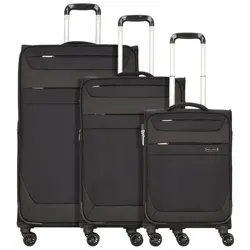 Worldpack Dublin 4 Rollen Kofferset 3-teilig mit Dehnfalte schwarz