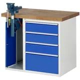 Rau Werkbank Modell 7510 mit 4 Schubladen und Schrank BxTxH 1000x900x840mm