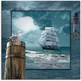 Artland Wandbild »Maritime Collage mit Segelschiff«, Boote & Schiffe, (1 St.), als Leinwandbild, Poster, Wandaufkleber in verschied. Größen, blau