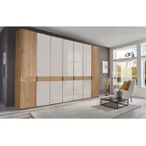 Wiemann Drehtürenschrank WIEMANN "Cardiff", weiß (glas weiß), B:344,2cm H:236cm T:58cm, Floatglas, Hartfaserplatte, Holzwerkstoff, Massivholz, Schränke, Drehtürenschrank, inkl. Türdämpfung