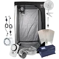 Grow Box Komplettset | Anzuchtset mit Zuchtzelt in 3 verfügbaren Größen (80x80/100x100/120x120cm), HPS-Lampe (250W/400W/600W Klasse 2) und Belüftung | Gewächszelt, Starterpaket, sofort einsatzbereit