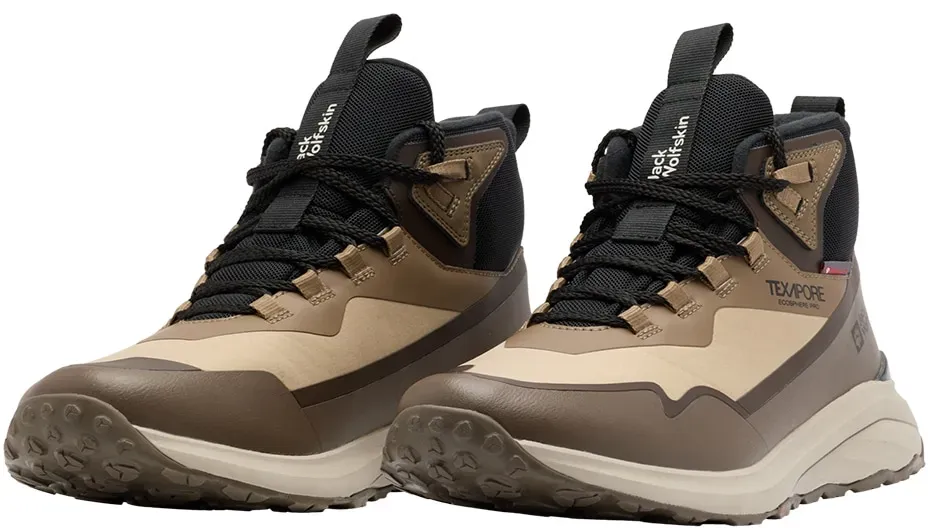 Sneaker JACK WOLFSKIN "DROMOVENTURE WT TEXAPORE MID M", Gr. UK 14 - EU 49, Normalschaft, braun (cold, coffee), Hauptmaterial: Synthetic; ;Second Material: Textile; Futter: Texapore Ecosphere Pro ;Sole: Rubber / EVA; 100% Rubber/ EVA, Schuhe