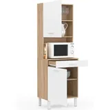 Idmarket - Küchenbuffet 60 Cm Cina 2 Türen + Schublade In Buchenholzoptik Und Weiß