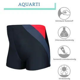 Aquarti Badehose Gestreift mit Motiven Rot/Schwarz 140