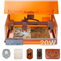 Vevor Lasergravierer, 20 W, Lasergravur- & Schneidemaschine mit Gehäuse, Laserschneider, Graviermaschine, 7000 mm/min, 300x300 mm Arbeitsbereich, für Holz, Leder, Glas, bestimmte Metalle, Klasse 1