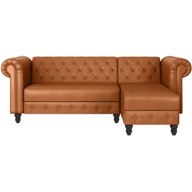 dorel home »Felix, L-Form, 241 cm (Liegefl.108x195 cm), Recamiere tauschbar,«, verstellb. Rückenlehne, Bett-Funktion, Velours, Kunstleder, Vintage