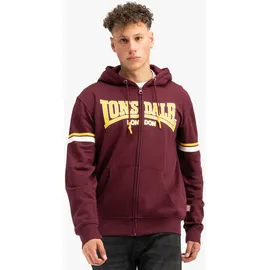 Lonsdale Darfield Sweatjacke Herren Oxblood/Yellow/White M