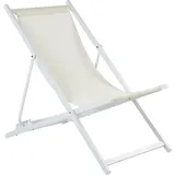 Beliani Beliani, Liegestuhl Weiß mit Stoffbespannung Hellbeige Locri II