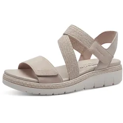 Keilsandalette TAMARIS, Damen, Gr. 41, beige (creme), Ziegenveloursleder, Textil, klassisch, Schuhe, Sommerschuh, Sandale, Plateauabsatz, mit Klettverschluss