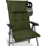 Beautissu 2er Set Premium Gartenstuhlauflage Hochlehner 120x50x7cm Dicke Polster Gartenstuhlauflage Hochlehner Auflagen Made in EU - Robuster Stoff & UV-Lichtechtheit HighLux HL Sitzkissen Dunkelgrün