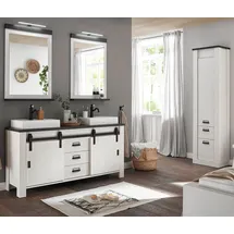 furn.design Badmöbel komplett Set Bad mit Doppelwaschtisch + Waschbecken + Beleuchtung Stove,