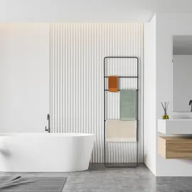 Relaxdays Handtuchleiter Metall, 3 Sprossen, Wäscheleiter Handtücher, Kleidung, HB: 180,5 x 55,5 cm, Bad Leiter, schwarz