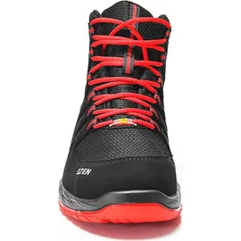 ELTEN Sicherheitsschuhe MADDOX Black-Red Mid ESD S3, Gr. 44