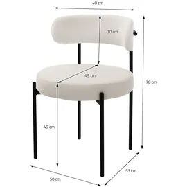 ML-Design Esszimmerstühle 6er Set, Küchenstuhl aus Teddystoff Weiß,