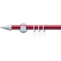 Gardinenstange LIEDECO "Fertigstilgarnitur 20 mm Power Celebration Spitze" Gr. 3, rot (rot, weiß), L:240cm Ø:20mm, Eisen, Gardinenstangen, Gardinenstange Komplett, Farbkombination