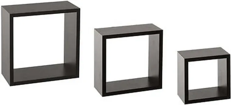 Wandregal Würfel Schwarz Klein Set aus 3