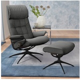 Stressless Relaxsessel "London" Sessel Gr. ROHLEDER Stoff Q2 FARON, Star Base, B/H/T: 80 cm x 116 cm x 71 cm, grau (dark grey q2 faron) Lesesessel und Relaxsessel mit Hocker), High Back, Star Base, Gestell Schwarz