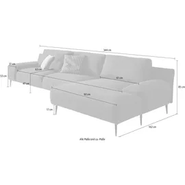 Designwerk Eckcouch Polyester 3-Sitzer Grau