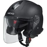 Nexo Jethelm Motorradhelm Helm Motorrad Mopedhelm Jethelm Travel 2.0 mattschwarz L, Unisex, Chopper/Cruiser, Ganzjährig, Thermoplast, matt schwarz - L