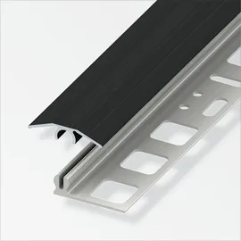 Alfer Übergangs-Profil 1 m, 25 x 7 mm Alu eloxiert gebürstet schwarz
