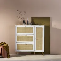 Sweeek Schuhschrank mit Rohrgeflecht und 3 Klapptüren