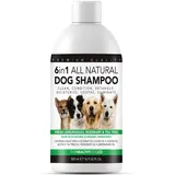 The Healthy Dog Co - 6-in-1 rein Natürliches Hunde Shampoo und Conditioner - Hunde Shampoo gegen üblen Geruch - Sanftes und Feuchtigkeitsspendendes Langhaar - Hundeshampoo, Welpen Shampoo - 500ml