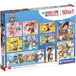 Puzzle CLEMENTONI "Supercolor, PAW Patrol 10 in1", bunt, Puzzles, Kinder, Made in Europe