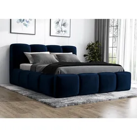 a&j möbelland Polsterbett, Dunkelblau, Textil, H2, 140x200 cm, Schlafzimmer, Betten, Polsterbetten