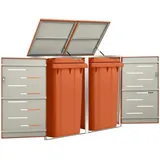 Möbel Mülltonnenbox für 2 Tonnen 138x77,5x112,5 cm Edelstahl - Mülltonnenboxen 149563 - Orange