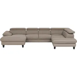 Wohnlandschaft HOME AFFAIRE "Pilot U-Form", braun, B:331cm T:108cm, Sofas, mit Kopfteilverstellung, wahlweise mit Bettfunktion und Bettkasten