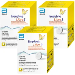 Abbott FreeStyle Libre 3 Diabetes 3er Set Sensors x3 FreeStyle Libre 3 Blutzucker Blood Pressure