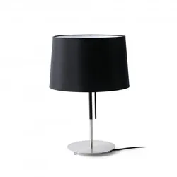 volta, tischlampe mit schwarzem lampenschirm, faro barcelona