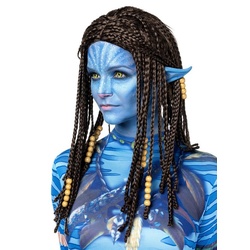Metamorph Kostüm-Perücke Blaue Stammeskriegerin Perücke, Dunkelbraune Langhaar-Perücke aus zahlreichen geflochtenen Zöpfen braun
