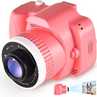 IELJYEQ Kinder-Digitalkamera mit Videospielen, Digitalkamera für Kinder FHD 1080P, Kinder-Videokamera, digitaler Camcorder mit Projektor-Stent für Geschenke, Rosa