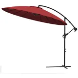 VOUNOT Ampelschirm 300 cm Shanghai Sonnenschirm mit Kurbelvorrichtung, Kurbelschirm mit Schutzhülle, Sonnenschutz UV-Schutz, Gartenschirm Marktschirm, Rot