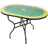 ORIGINAL Marokkanischer Mosaiktisch Gartentisch 120x80cm Groß eckig oval klappbar | Eckiger klappbarer Mosaik Esstisch Mediterran | als Klapptisch für Balkon oder Garten | Bilbao Grün Gelb 120x80cm